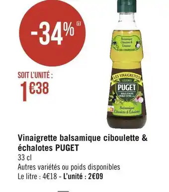 Géant Casino Puget vinaigrette balsamique ciboulette & échalotes offre