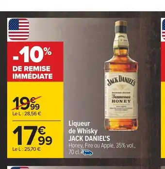 Carrefour Liqueur De Whisky Jack Daniel's offre