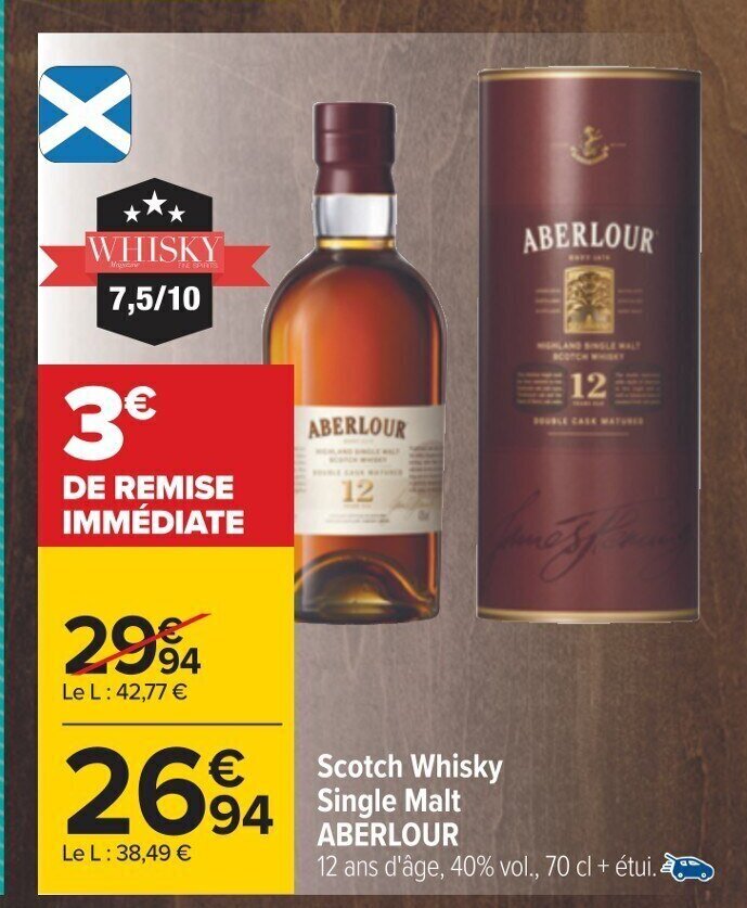 Promo Scotch Whisky Single Malt Aberlour chez Carrefour