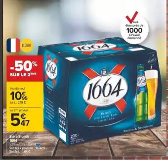Carrefour Biere Blonde 1664 offre