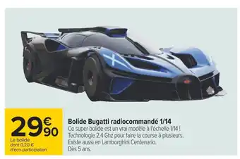 Bolide Bugatti Radiocommande 1/14