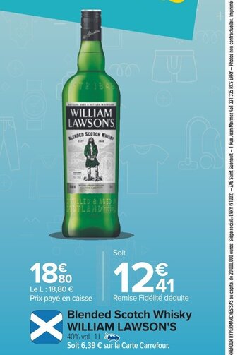 Carrefour Blended Scotch Whisky William Lawson's offre