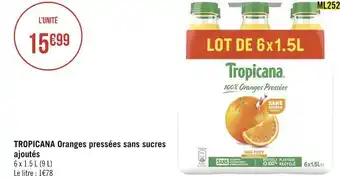 Géant Casino Tropicana tropicana oranges pressées sans sucres ajoutés offre