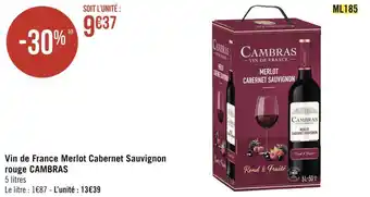 Géant Casino Cambras vin de france merlot cabernet sauvignon rouge offre