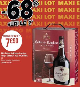 Géant Casino Cellier des dauphins aoc côtes du rhône prestige rouge offre
