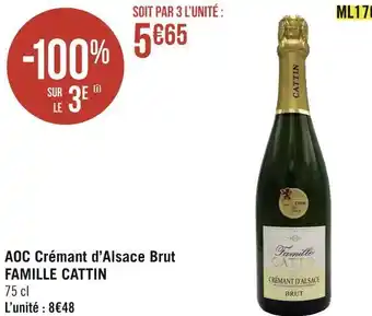 Géant Casino Famille cattin aoc crémant d’alsace brut offre