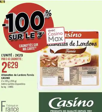 Géant Casino Casino allumettes de lardons fumés offre