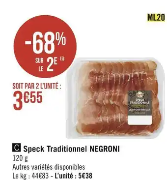 Negroni speck traditionnel