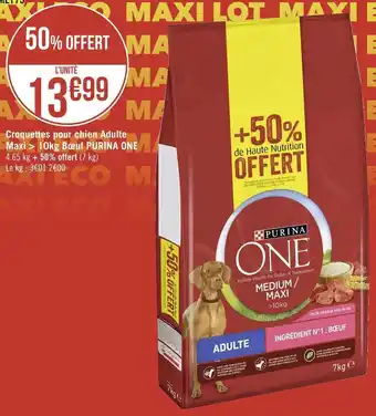 Géant Casino Purina one croquettes pour chien adulte maxi > 10kg bœuf offre