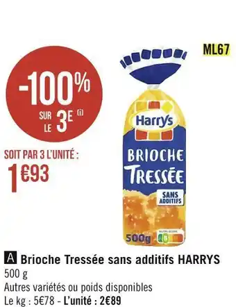 Géant Casino Harrys brioche tressée sans additifs offre