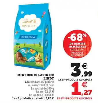 Hyper U Mini oeufs lapin or LINDT offre