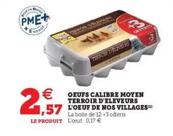 Hyper U Oeufs calibre moyen terrois d'eleveurs l'oeuf de nos villages offre