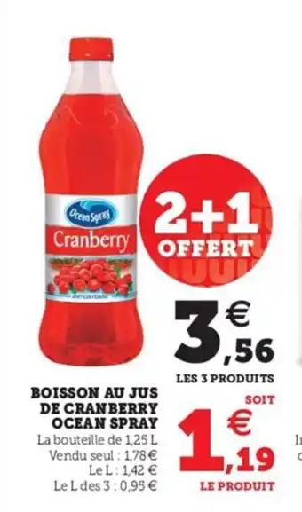 Boisson au jus de cranberry ocean spray