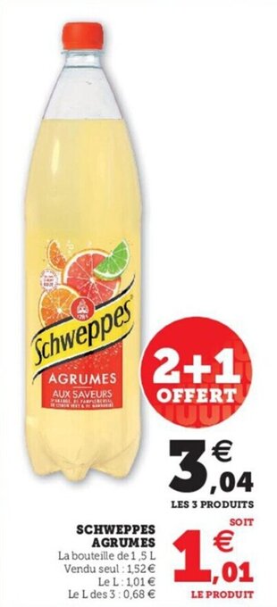Hyper U Schweppes agrumes offre