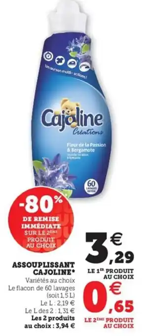 Hyper U Assouplissant CAJOLINE offre