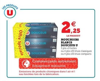 Hyper U Mouchoirs blancs douceur u offre