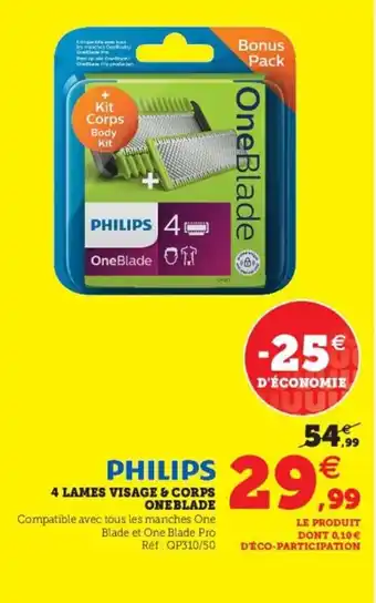 Hyper U 4 lames visage & corps ONEBLADE offre