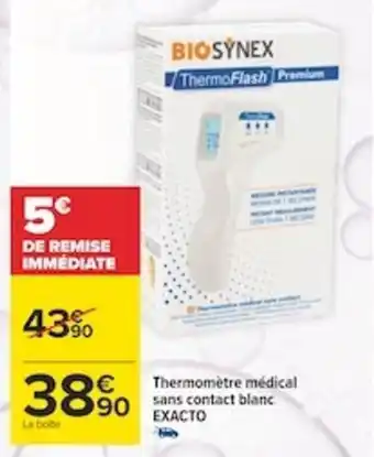 Carrefour Thermomètre médical sans contact blanc EXACTO offre