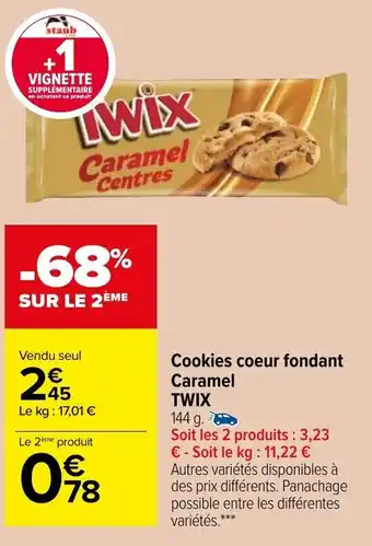 Carrefour Cookies coeur fondant caramel TWIX offre
