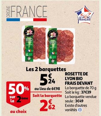 Auchan Supermarché Frais devant rosette de lyon bio offre