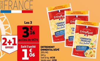 Auchan Supermarché Entremont emmental râpé offre