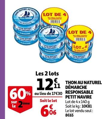 Auchan Supermarché Petit navire thon au naturel démarche responsable offre