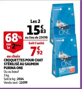 Auchan Supermarché Purina one croquettes pour chat stérilisé au saumon offre