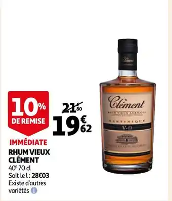 Auchan Supermarché Clément rhum vieux offre