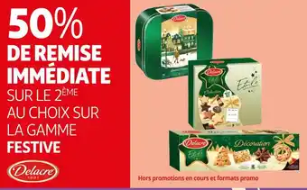 Auchan Supermarché Delacre 50% de remise immédiate sur le 2ème au choix sur la gamme festive de la marque delacre offre