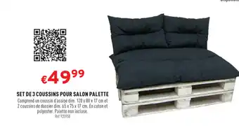 Trafic Set de 3 cousssins pour salon Palette offre