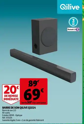 Auchan Supermarché Qilive barre de son q1514 offre