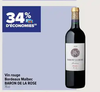Carrefour Express Vin Rouge Bordeaux Malbec Baron De La Rose offre