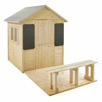Truffaut Soulet - cabane en bois avec terrasse et banc pour enfants 1,41 x 2,41 x 1,62 m - grace offre