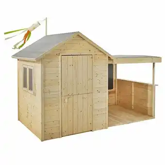 Truffaut Soulet - cabane en bois avec préau pour enfants 2,52 x 1,27 x 1,62 m - sarah offre