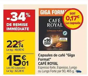 Carrefour Capsules de café offre