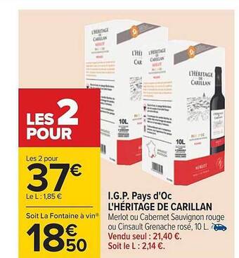 Carrefour I.g.p. pays d'oc l'héritage de carillan offre
