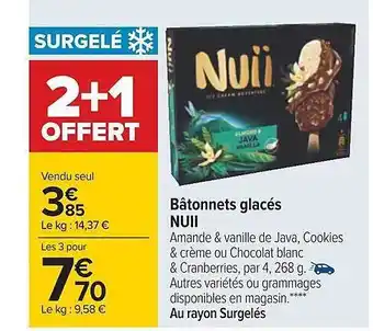 Carrefour Bâtonnets glacés nuii offre
