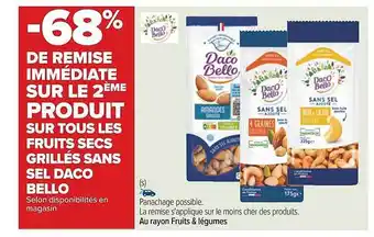 Carrefour Fruits secs grillées sans sel daco bello offre