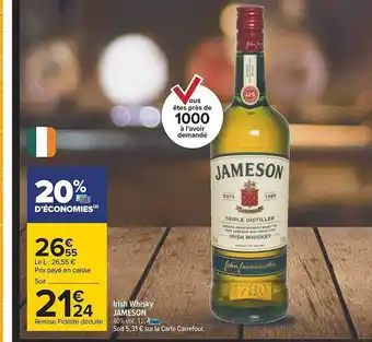 Carrefour Irish whisky jameson offre