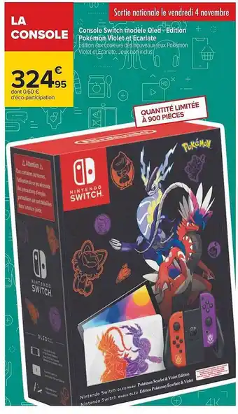 Carrefour Console switch modèle qled - édition pokémon violet et écarlate offre