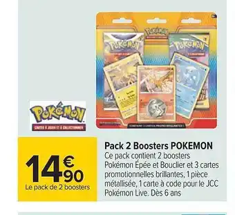 Carrefour Pack 2 boosters pokémon offre