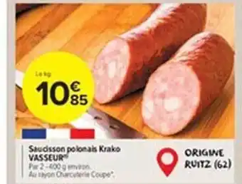 Carrefour Market Saucisson polonais krako vasseur offre