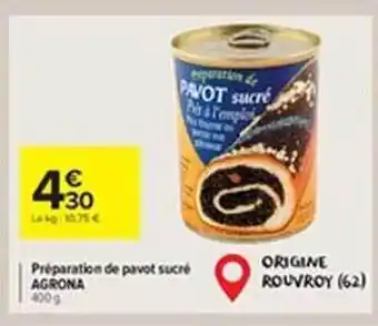 Préparation de pavot sucré agrona