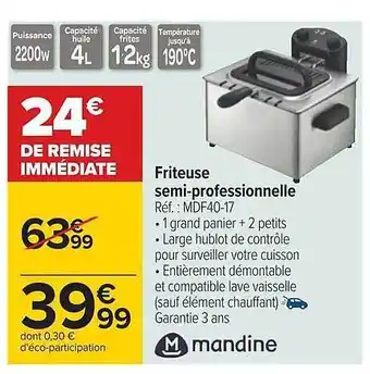 Carrefour Friteuse semi-professionnelle mandine offre