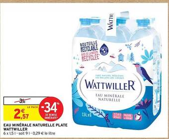 Intermarché Eau minérale naturelle plate wattwiller offre