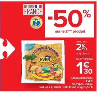 Carrefour Crêpes bretonnes even offre