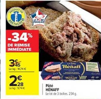 Carrefour Pâté hénaff offre