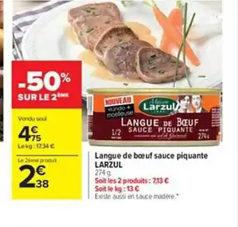 Langue de bĆuf sauce piquante larzul