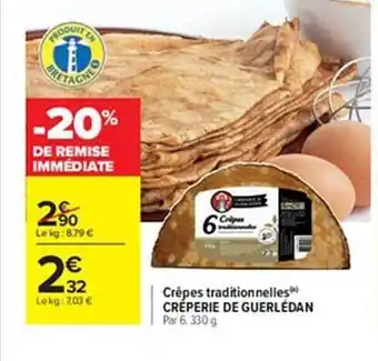 Carrefour Crêpes traditionnelles crêperie de guerlédan offre