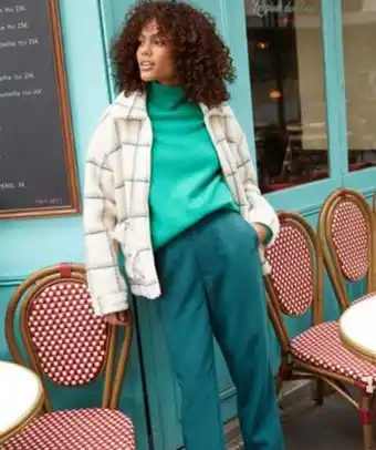 Gémo Veste femme en sherpa à carreaux vue1 - gemo(femme pap) - gemo offre